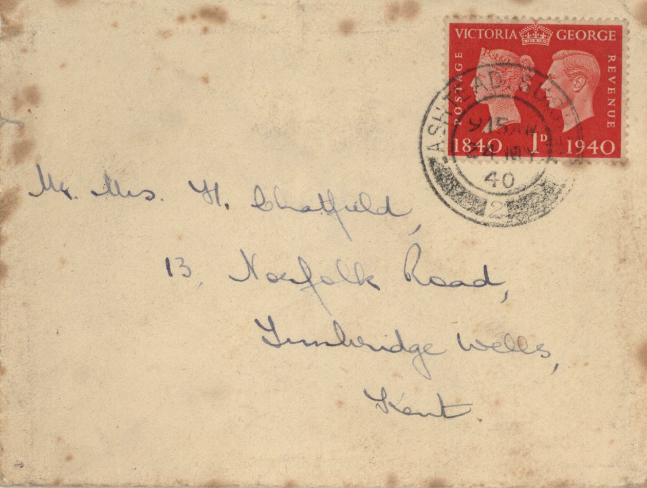 Harry Chatfield 1876-1946. Envelope.